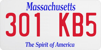 MA license plate 301KB5