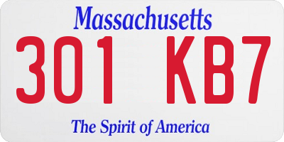 MA license plate 301KB7
