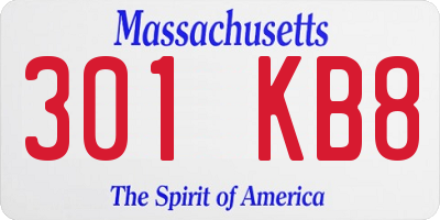 MA license plate 301KB8