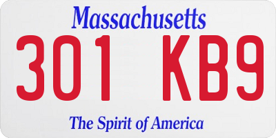 MA license plate 301KB9