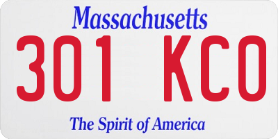 MA license plate 301KC0