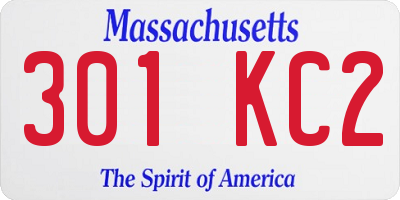 MA license plate 301KC2