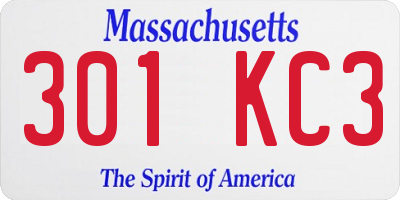MA license plate 301KC3