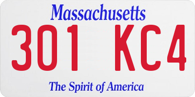 MA license plate 301KC4