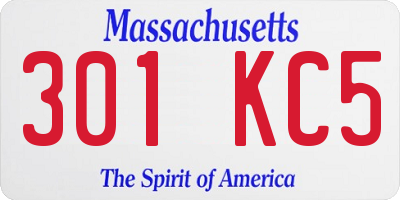 MA license plate 301KC5
