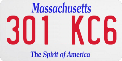 MA license plate 301KC6