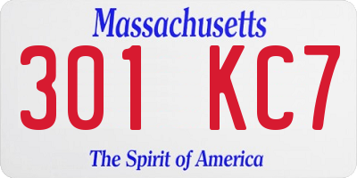 MA license plate 301KC7