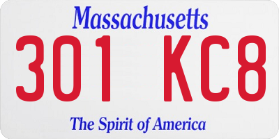 MA license plate 301KC8