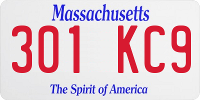 MA license plate 301KC9
