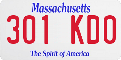 MA license plate 301KD0