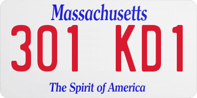 MA license plate 301KD1