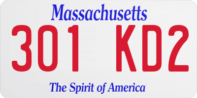 MA license plate 301KD2