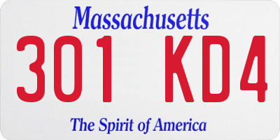 MA license plate 301KD4