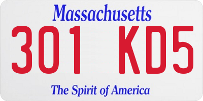 MA license plate 301KD5