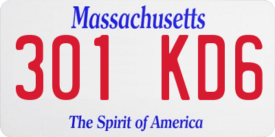 MA license plate 301KD6