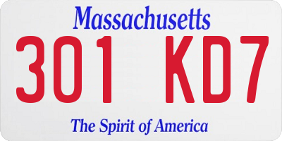 MA license plate 301KD7
