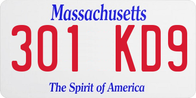 MA license plate 301KD9
