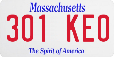 MA license plate 301KE0