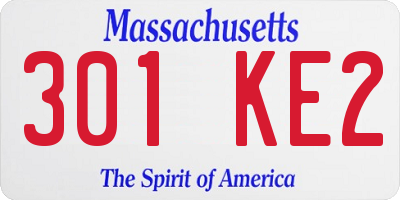 MA license plate 301KE2