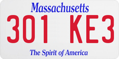 MA license plate 301KE3