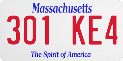 MA license plate 301KE4