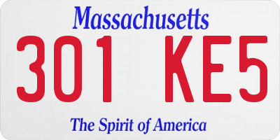 MA license plate 301KE5