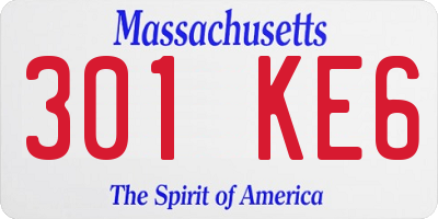 MA license plate 301KE6