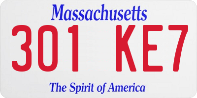 MA license plate 301KE7