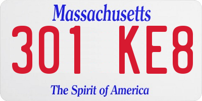 MA license plate 301KE8