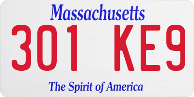 MA license plate 301KE9