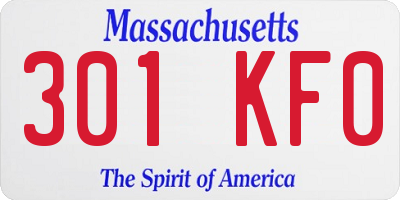 MA license plate 301KF0