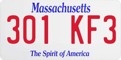 MA license plate 301KF3