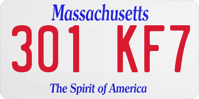 MA license plate 301KF7
