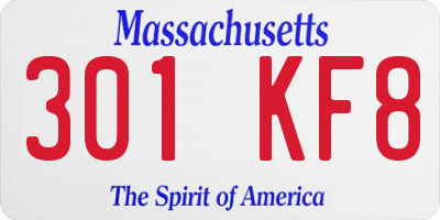 MA license plate 301KF8