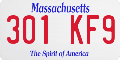 MA license plate 301KF9