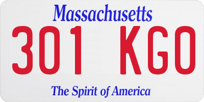 MA license plate 301KG0