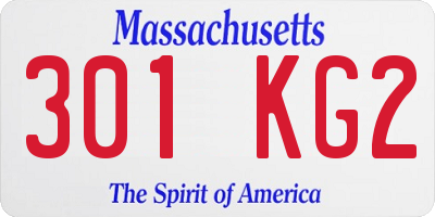 MA license plate 301KG2