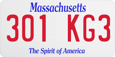 MA license plate 301KG3