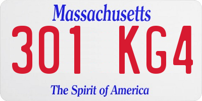 MA license plate 301KG4