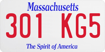 MA license plate 301KG5