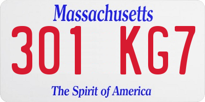 MA license plate 301KG7