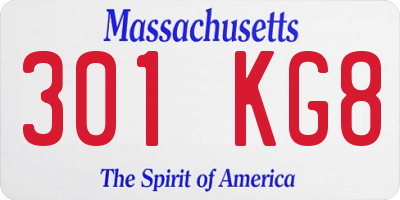 MA license plate 301KG8