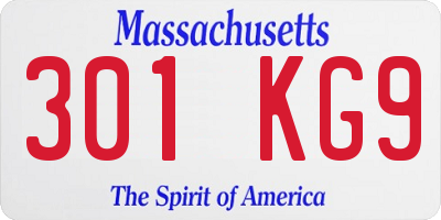 MA license plate 301KG9