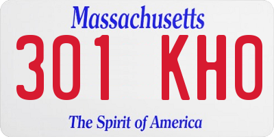 MA license plate 301KH0