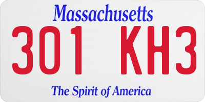MA license plate 301KH3