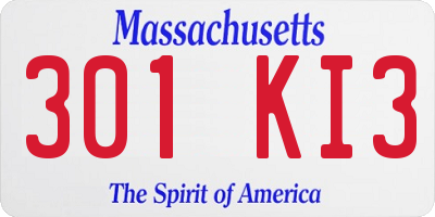 MA license plate 301KI3