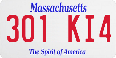 MA license plate 301KI4