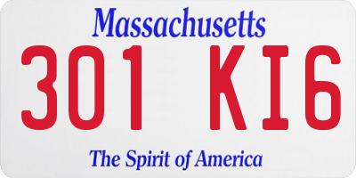 MA license plate 301KI6