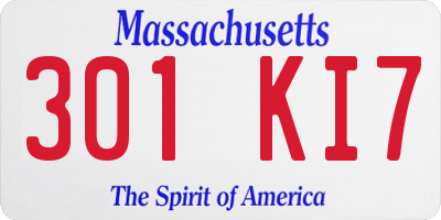 MA license plate 301KI7