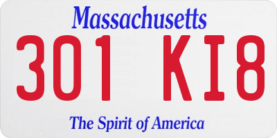 MA license plate 301KI8